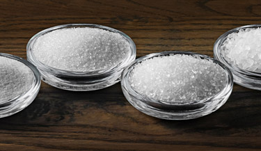 Pure Ocean salt in glass bowls